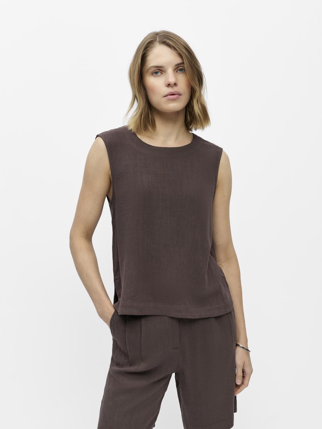 OBJSANNE Top - Seal Brown - VERO MODA & VILA Bergvik